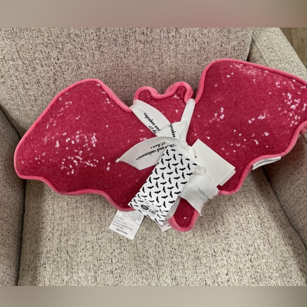 Pink Sequin Bat Pillows